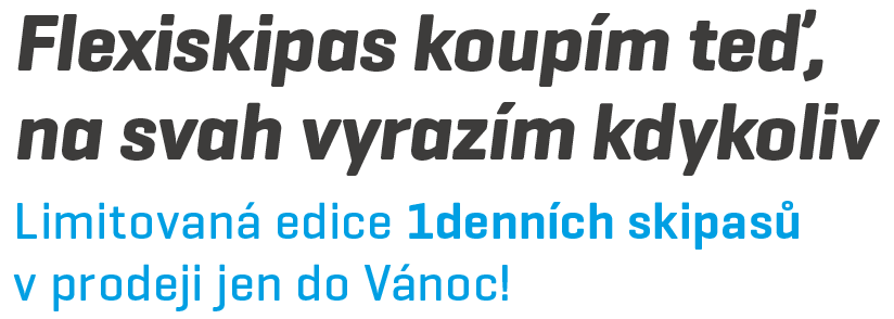 Flexiskipas koupím teď, na svah vyrazím kdykoliv. Limitovaná edice 1denních skipasů v prodeji jen do Vánoc!